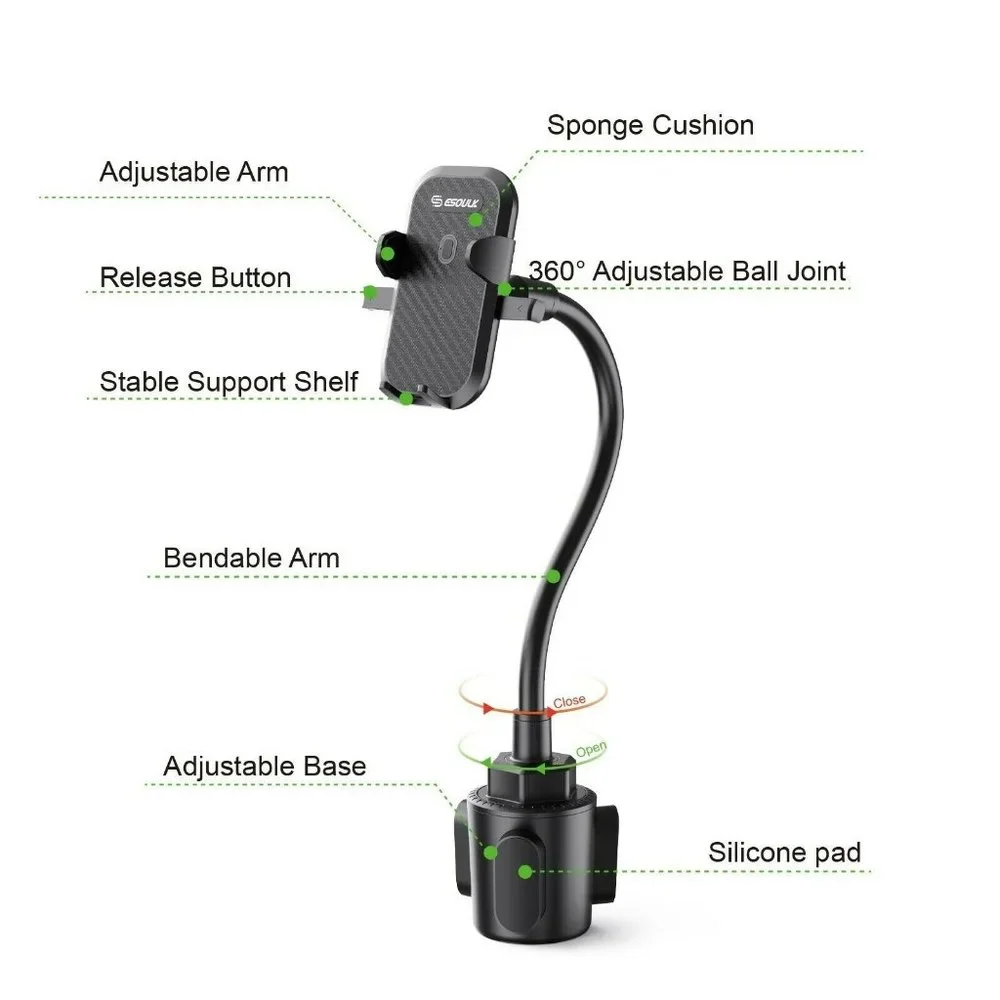 NEW Esoulk Strong Phone Universal Cup Holder Mount 11 Inch Flexible Gooseneck